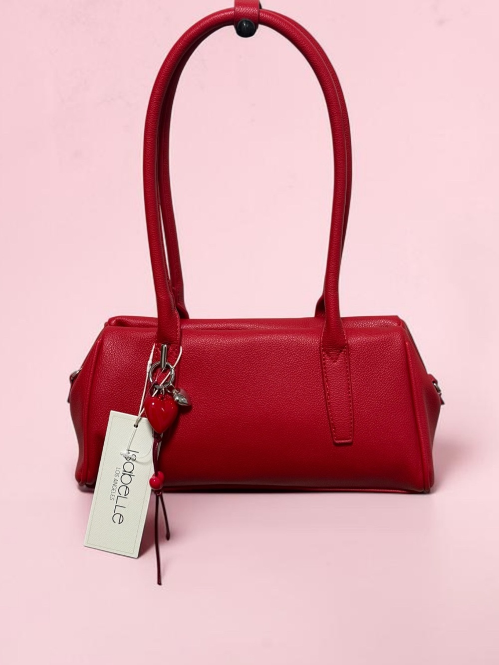 Red Soft Shoulder Bag with Charm